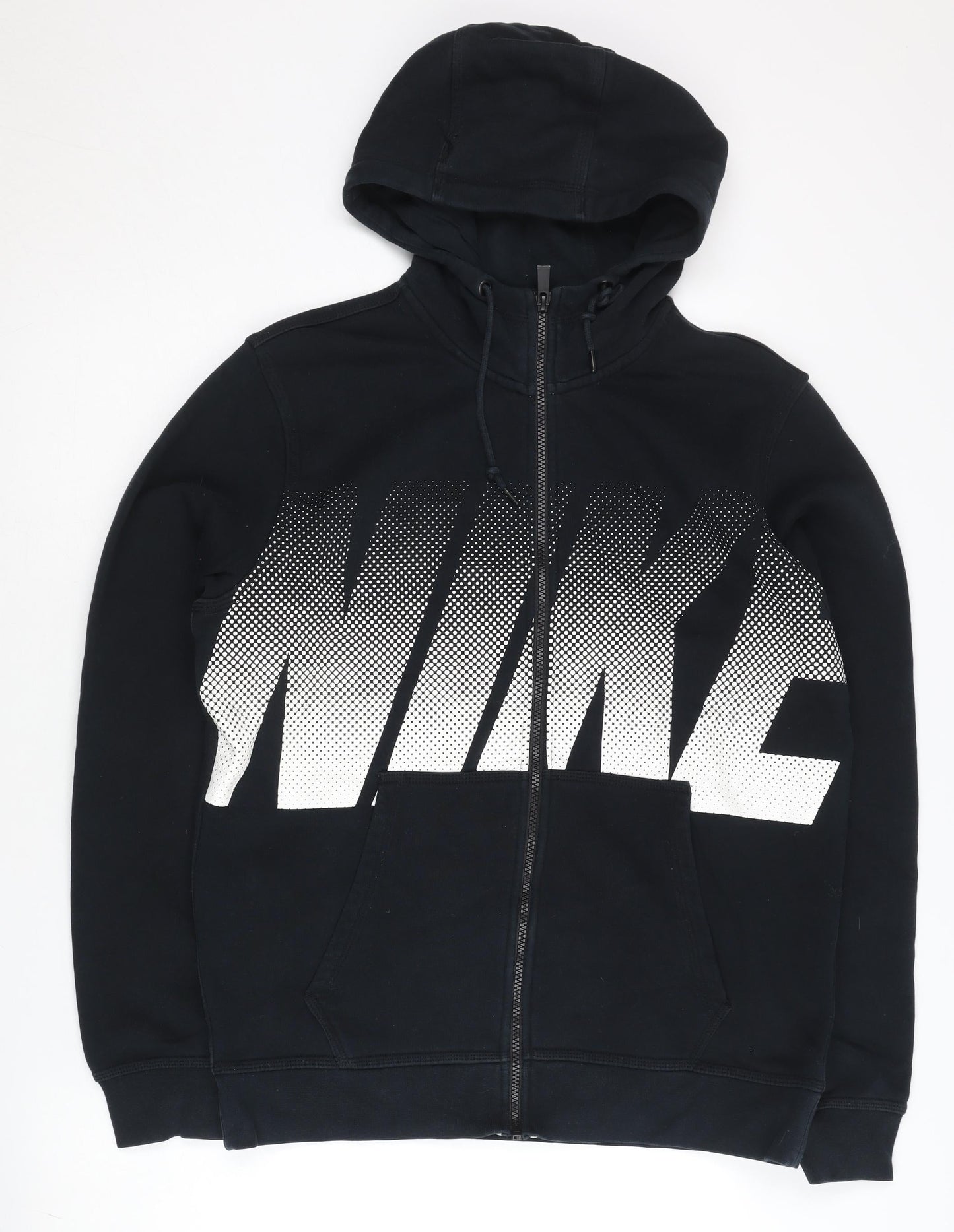 Nike Men’s Black Full Zip Hoodie L Regular Fit Graphic Logo