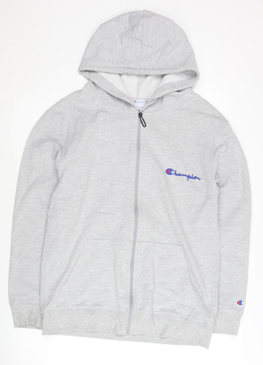Champion Men's Grey Full Zip Hoodie Size L Regular Fit