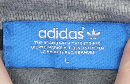 adidas Men’s Grey & Blue Full Zip Hoodie L Sports Polka Dot Logo