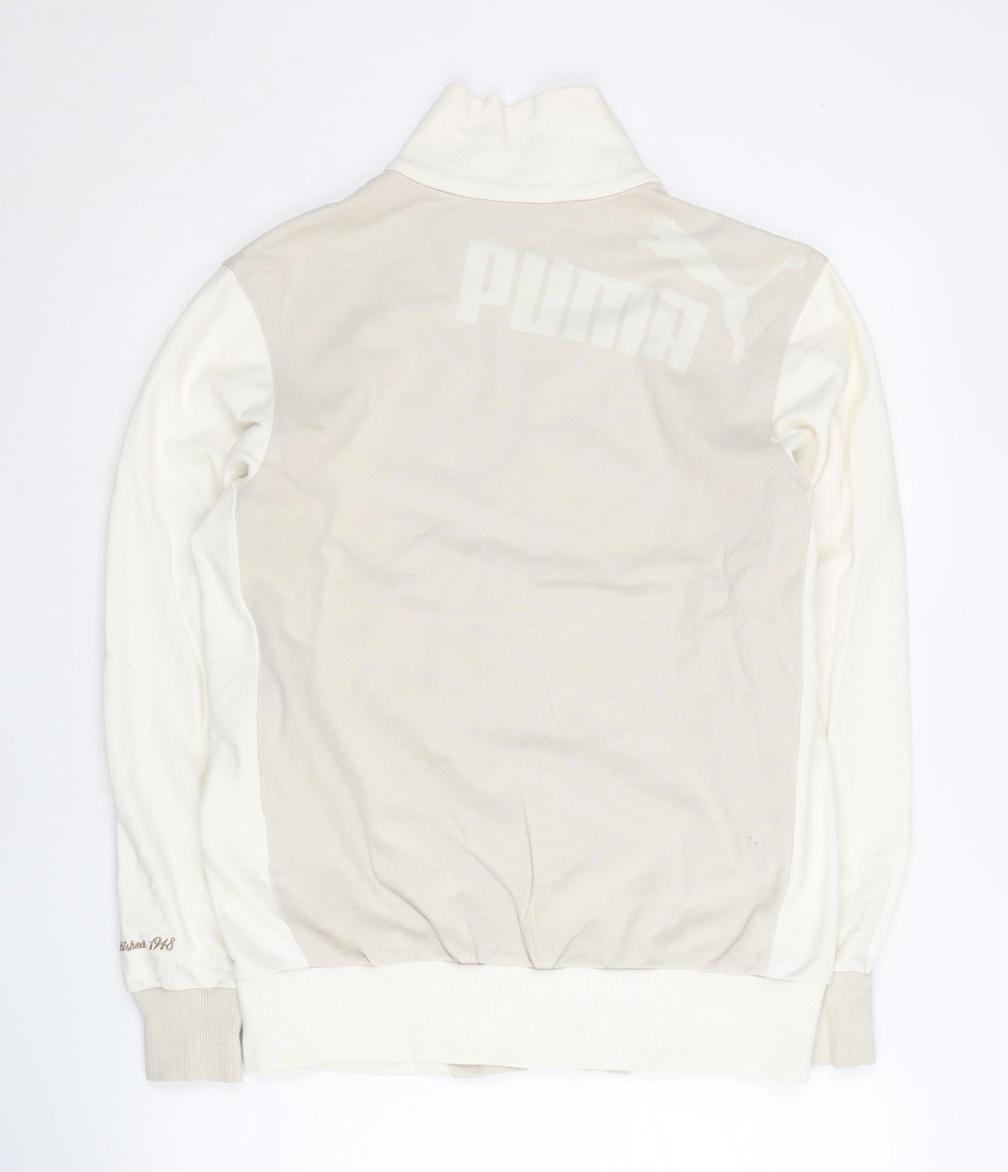 Puma Men’s Beige Track Jacket S Full Zip Stand Collar Sportswear