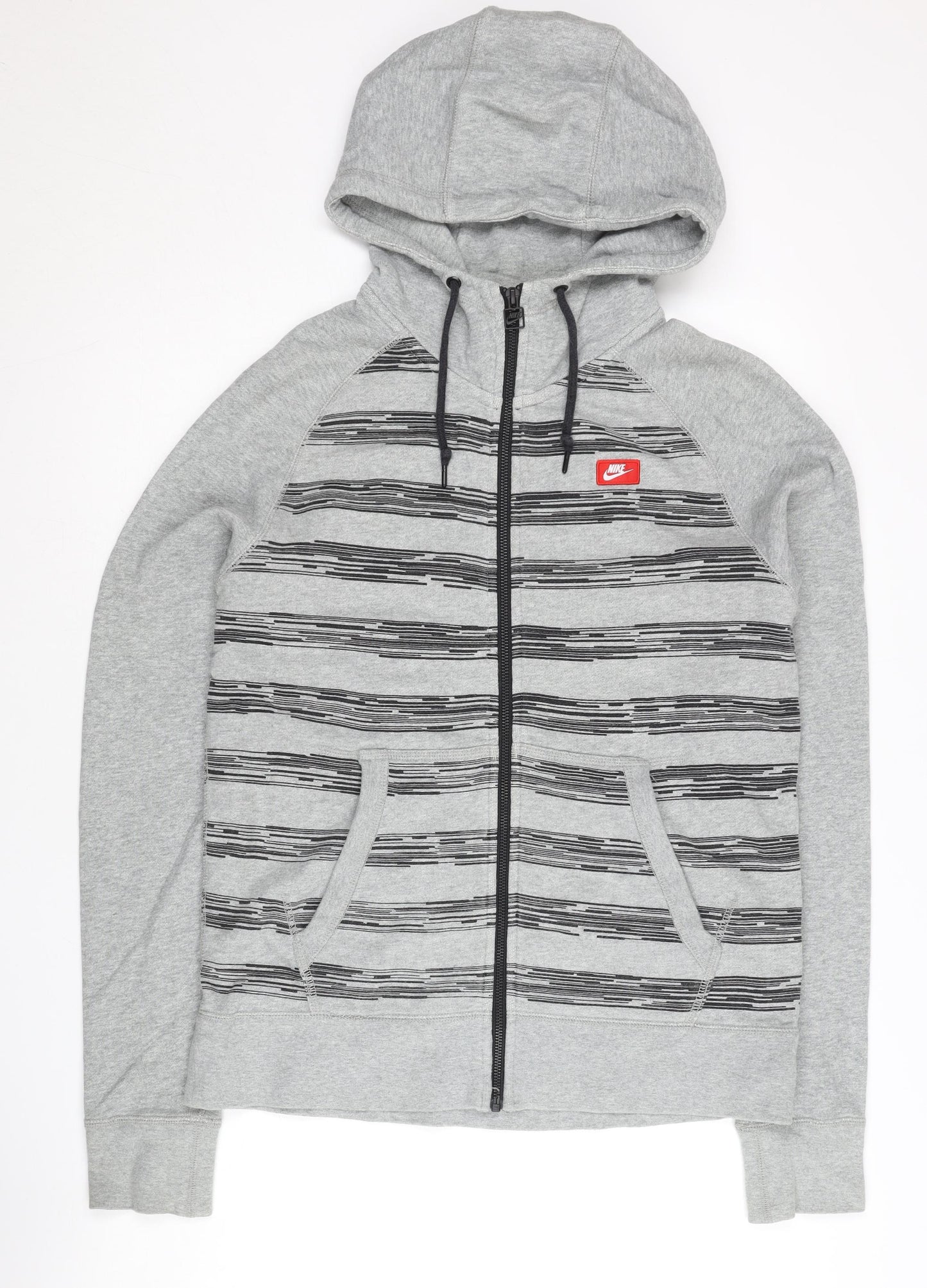 Nike Men's Grey Striped Full Zip Hoodie Size L Regular Fit