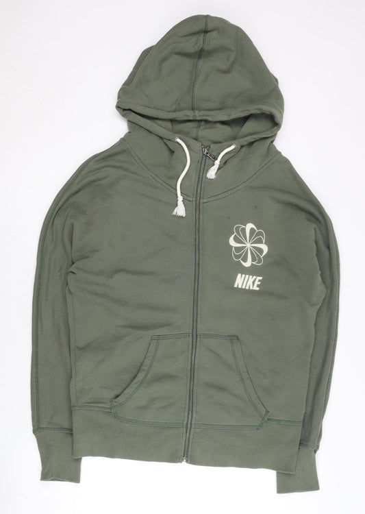Nike Men's Green Full Zip Hoodie XL Running Sports Cotton