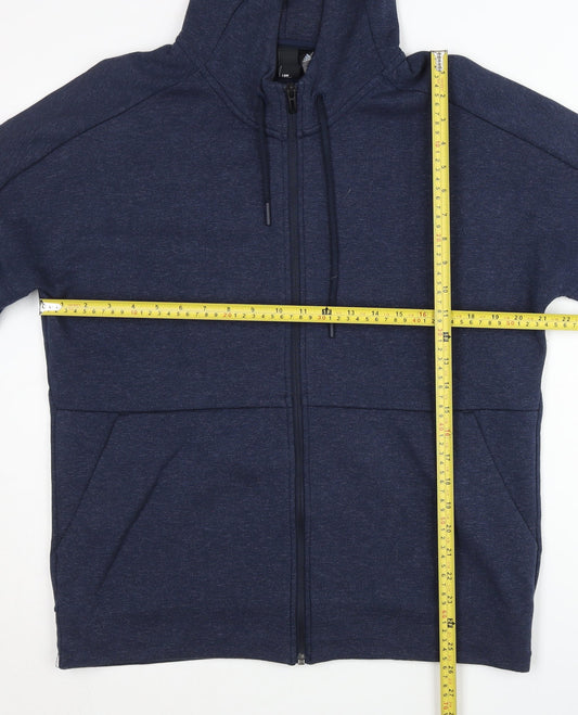 Adidas Men's Blue Full Zip Hoodie L Regular Fit Jersey Cotton Blend