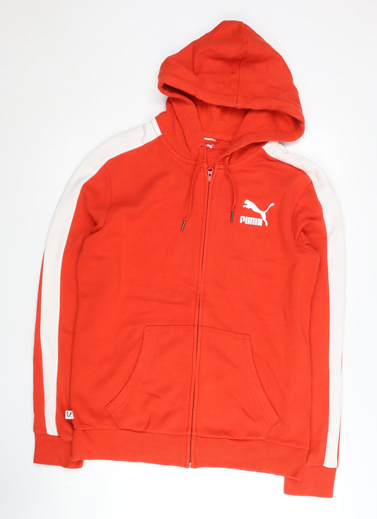 Puma Men’s Red Full Zip Hoodie L Jersey Logo Sportswear