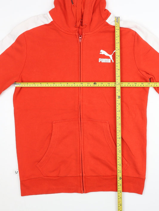 Puma Men’s Red Full Zip Hoodie L Jersey Logo Sportswear