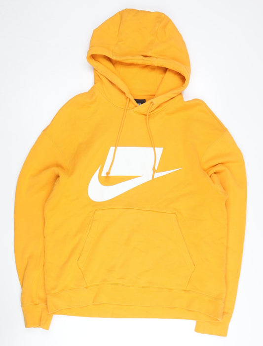 Nike Men's Yellow XL Pullover Hoodie with Logo Print