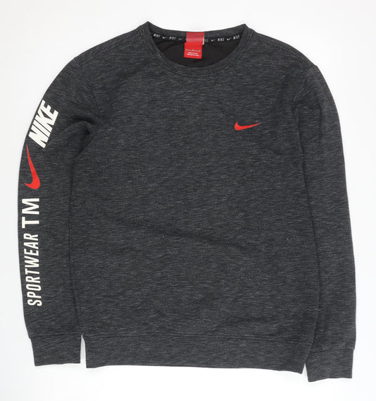 Nike Men's Grey Pullover Sweatshirt L Logo Sports Jersey Crew Neck