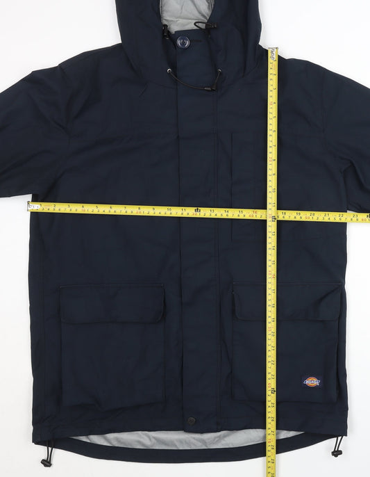 Dickies Men’s Blue L Hooded Parka Jacket Polyester Lined Casual Outdoor