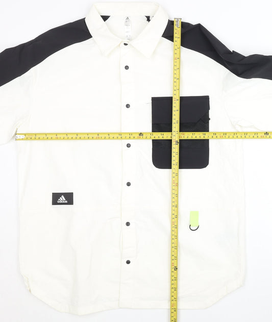 Adidas Men's White Black Lightweight Jacket M Regular Fit