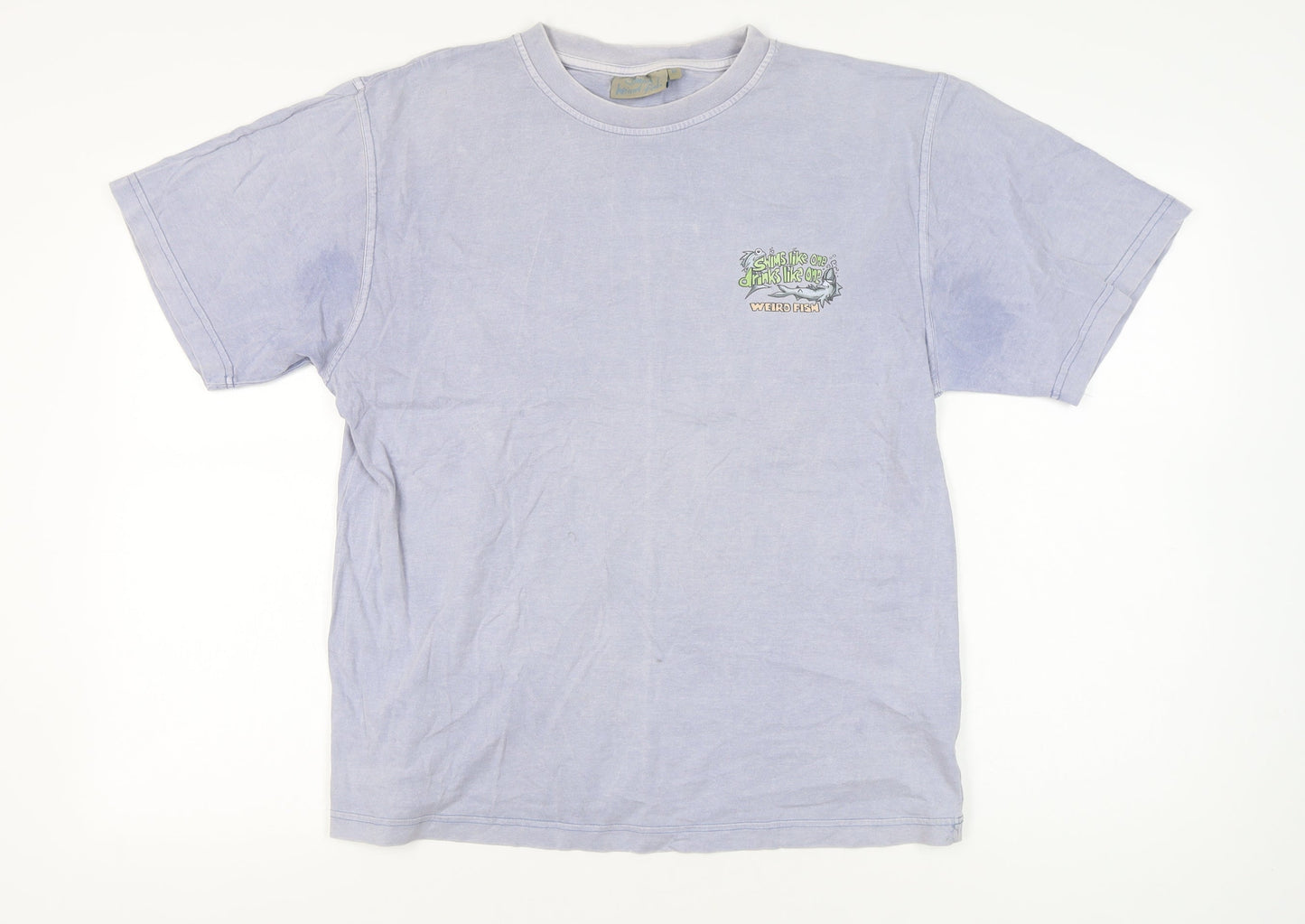 Weird Fish Men's Blue Graphic Cotton T-Shirt M Short Sleeve Funny