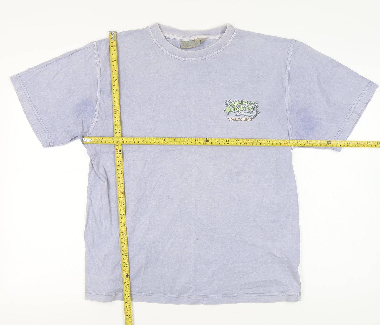 Weird Fish Men's Blue Graphic Cotton T-Shirt M Short Sleeve Funny