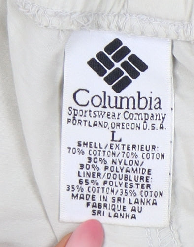 Columbia Mens Beige Cargo Trousers L 36W 31L Elastic Waist Travel