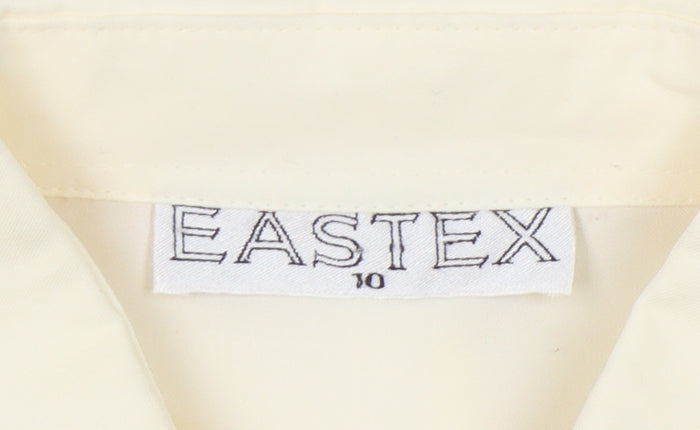Eastex Women Ivory Size 10 Button-Up Collared Long Sleeve Shirt