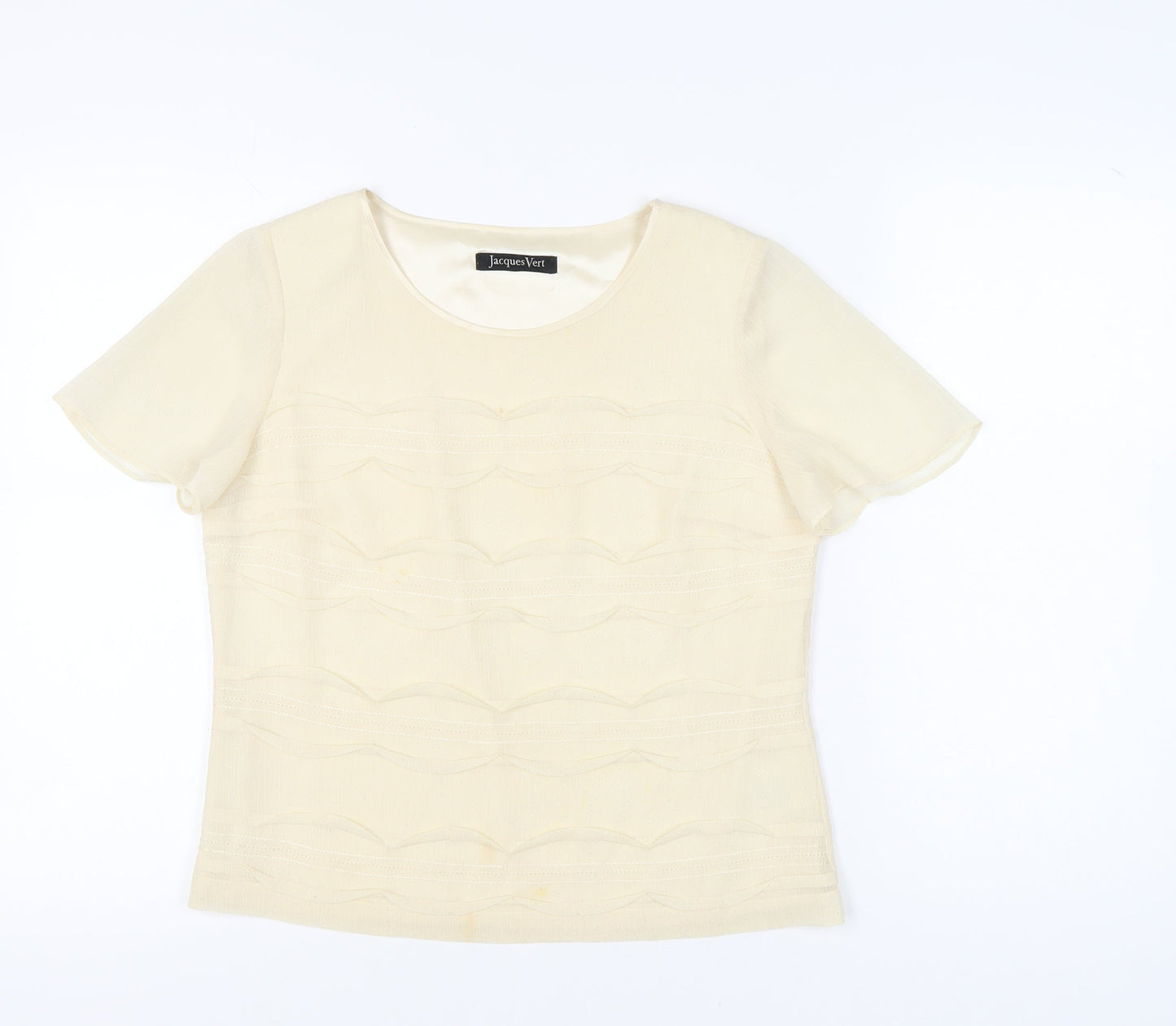 Jacques Vert Women’s Ivory Short Sleeve Blouse Size 10 Regular Woven