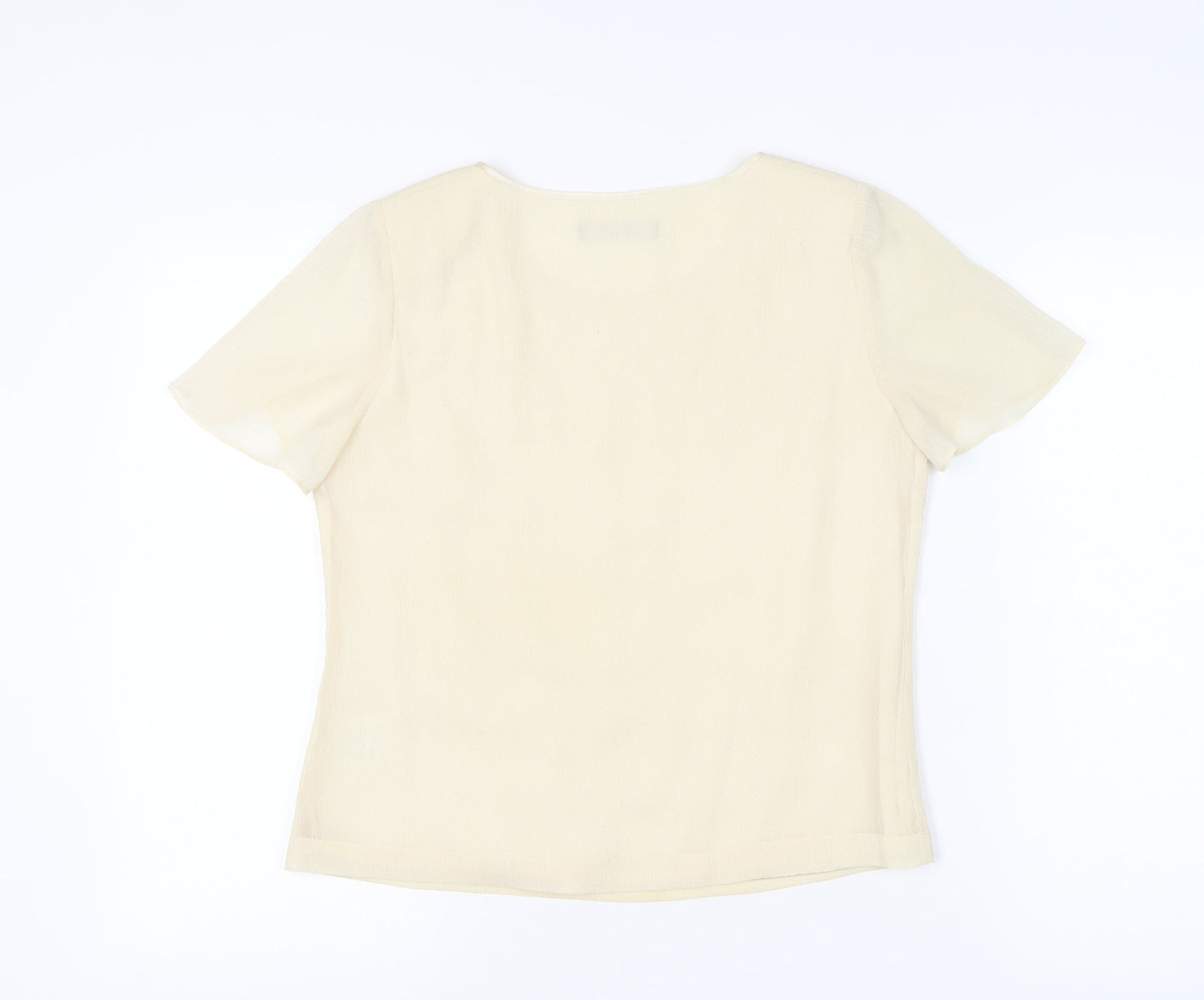 Jacques Vert Women’s Ivory Short Sleeve Blouse Size 10 Regular Woven