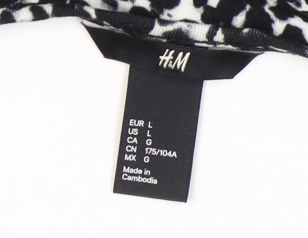 H&M Women’s Black Animal Print Knee Length Sheath Dress Size 14