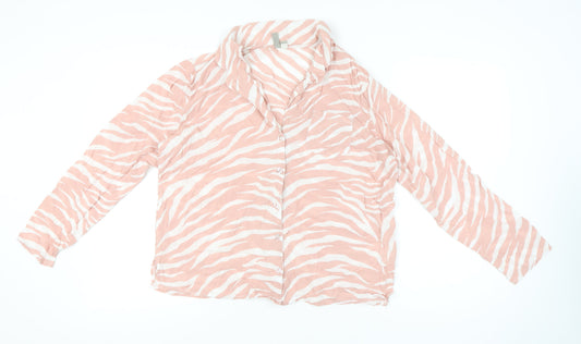 ASOS Women's Pink Zebra Print Modal Pyjama Shirt Top Size 14