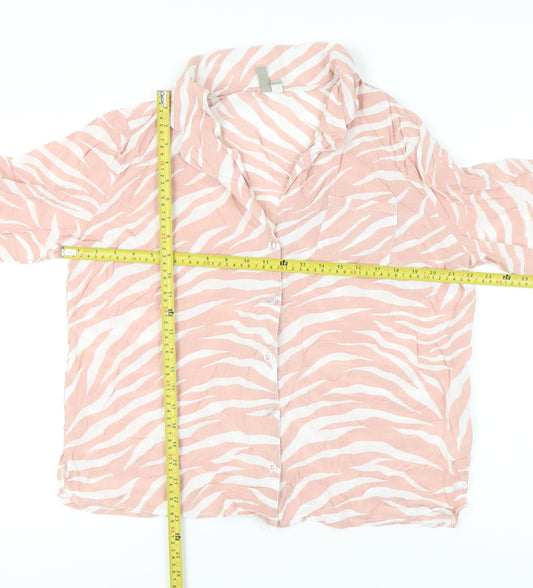 ASOS Women's Pink Zebra Print Modal Pyjama Shirt Top Size 14