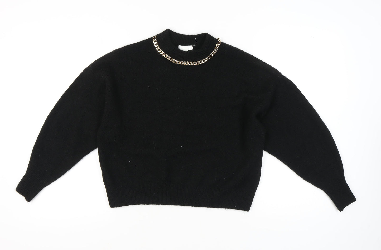 H&M Women’s Black Crew Neck Pullover Jumper Size S Polyester Knit