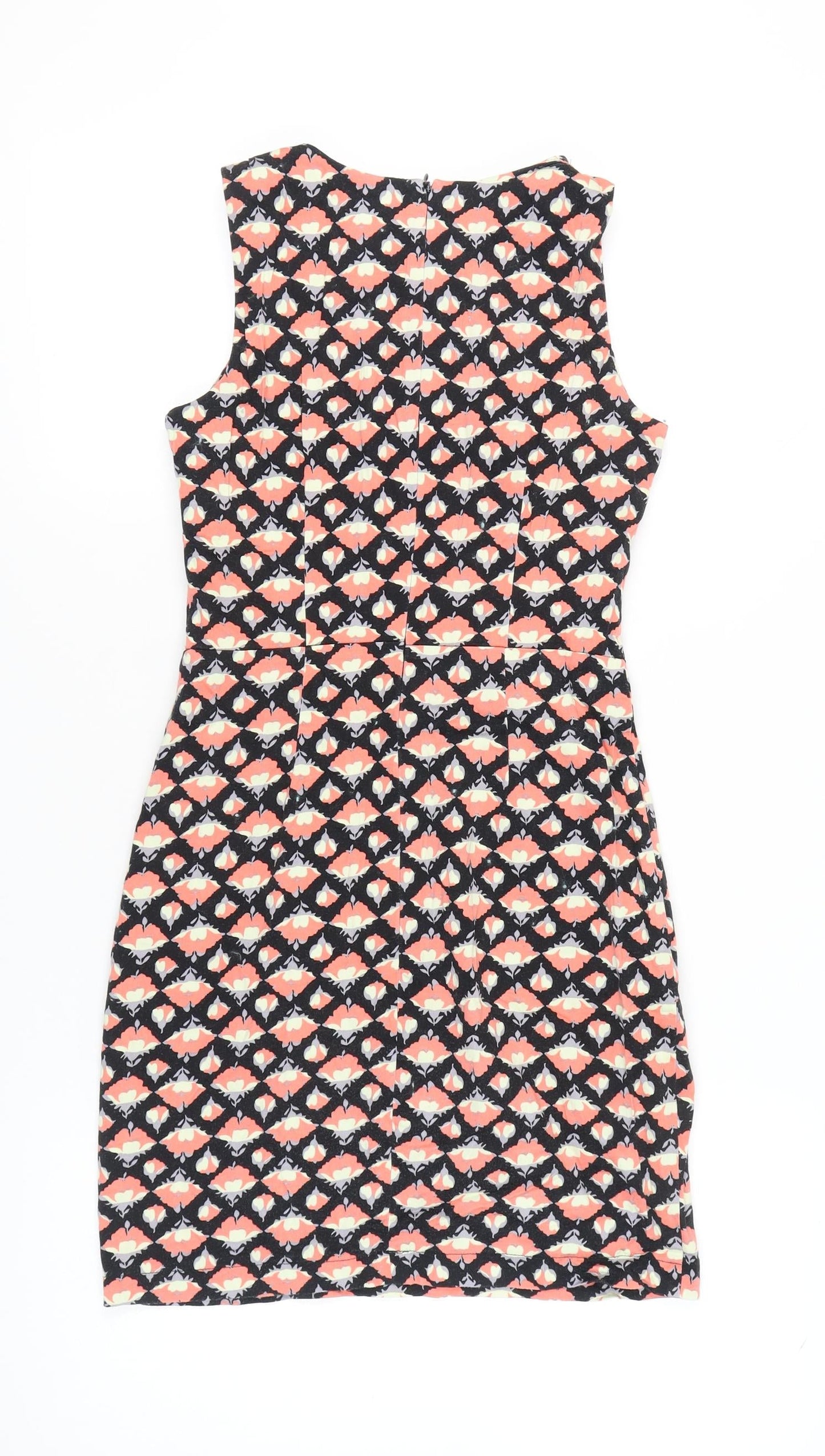 Izabel London Women’s Black Floral Sheath Dress Size 8 Cotton Blend