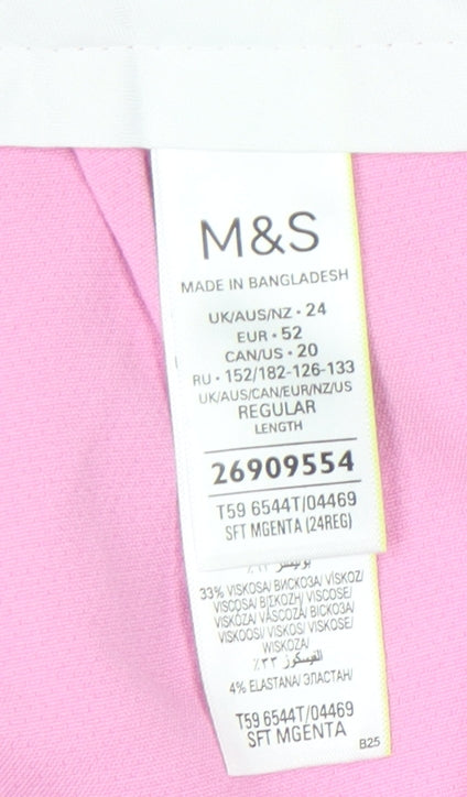 Marks and Spencer Women’s Pink Size 24 Straight Leg Trousers