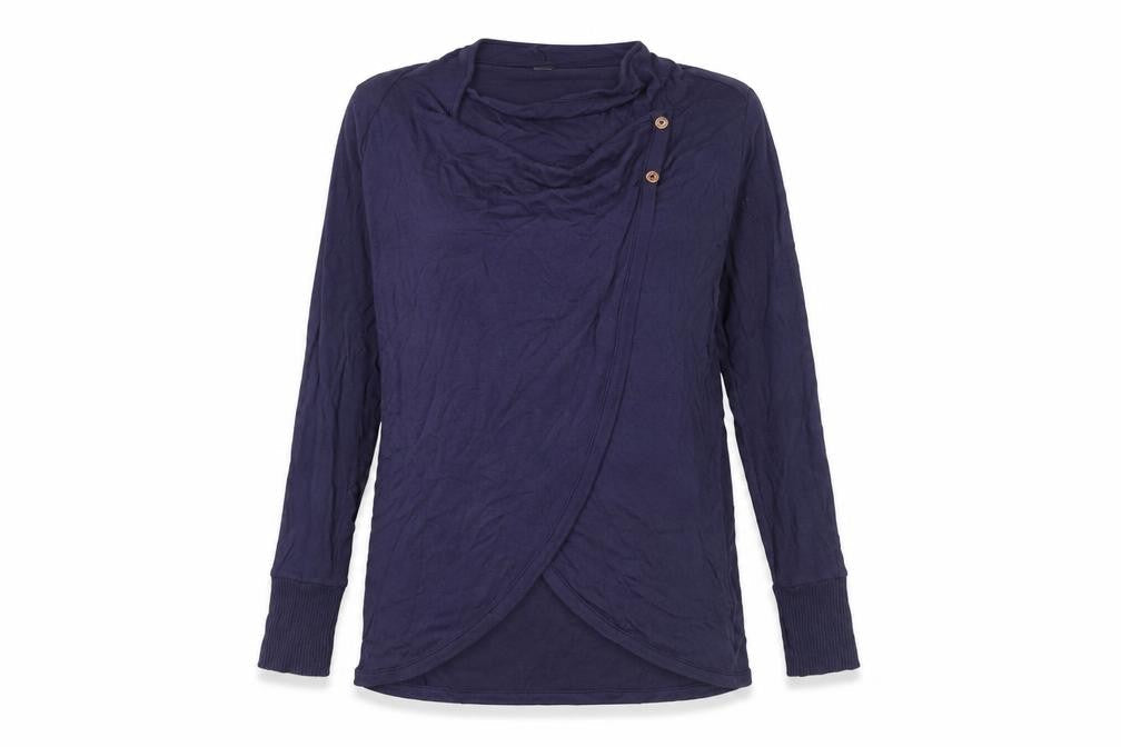 AnyBody Womens Purple Wrap Cowl Neck Long Sleeve Jumper M