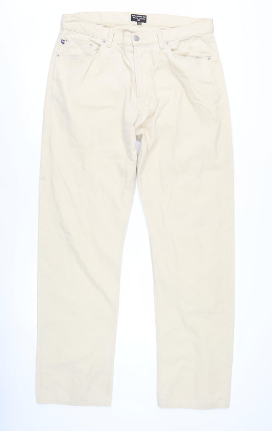 Ralph Lauren Men's Beige Chino Trousers 36W 34L Straight Cotton