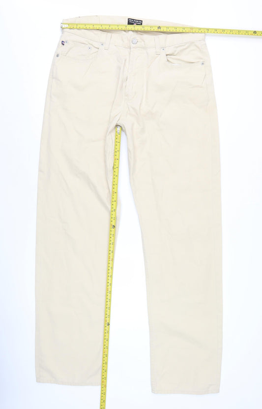 Ralph Lauren Men's Beige Chino Trousers 36W 34L Straight Cotton