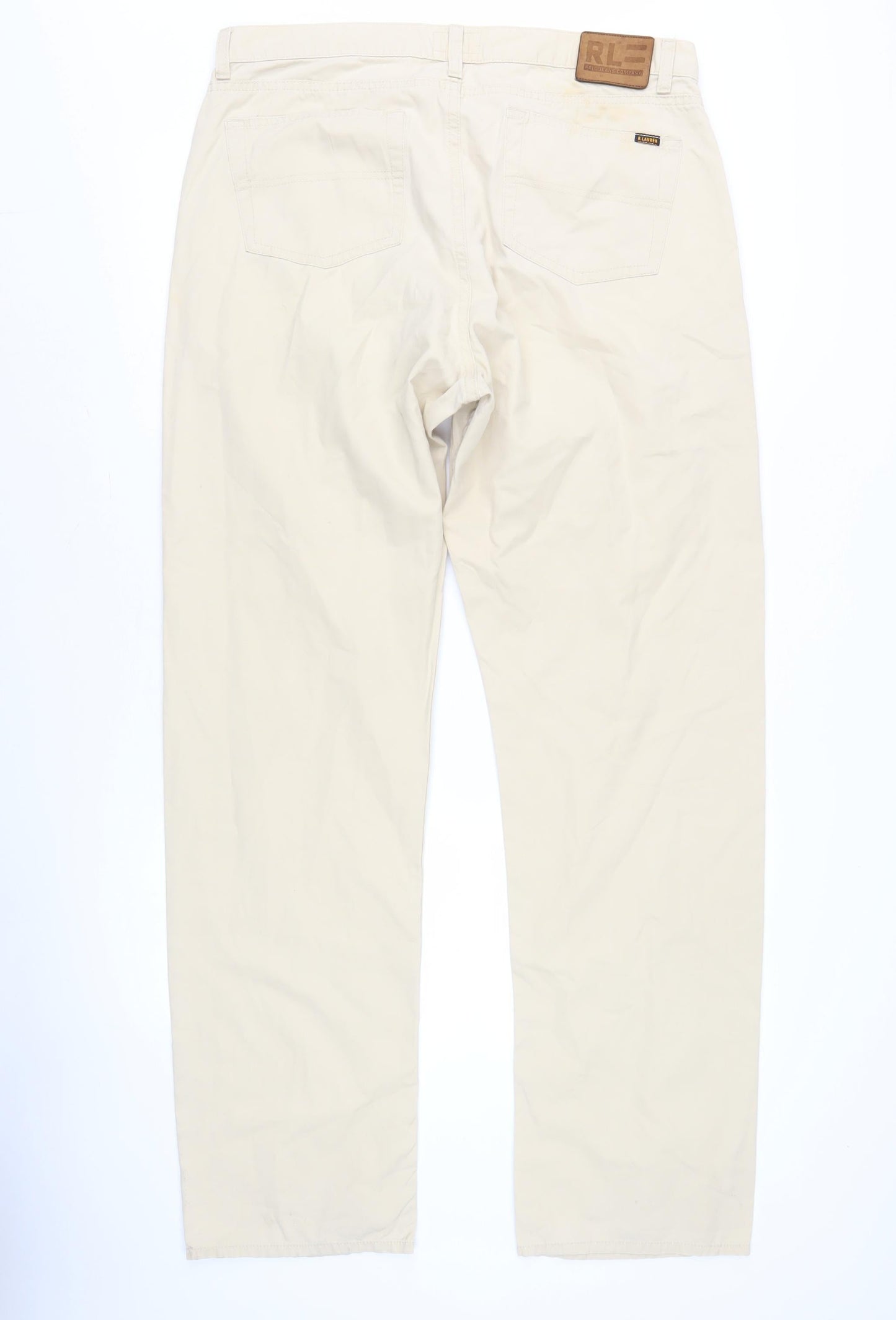 Ralph Lauren Men's Beige Chino Trousers 36W 34L Straight Cotton