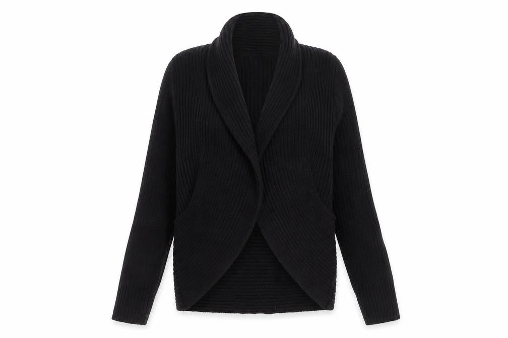H&M Women’s Black Shawl Collar Cardigan Size S Ribbed Knit Long Sleeve