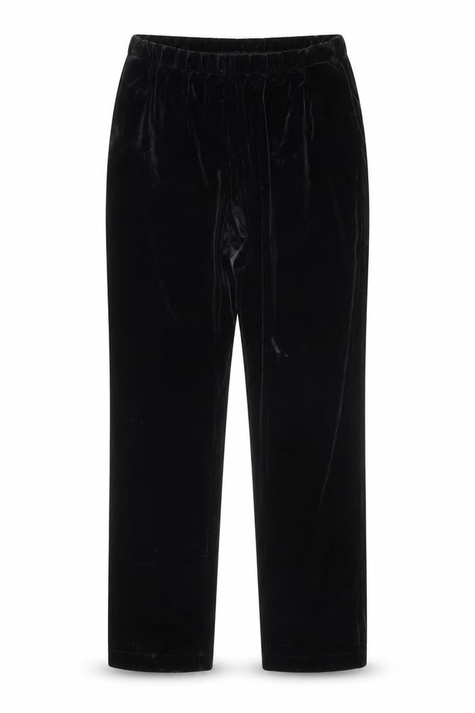 Lands' End Women’s Black Velvet Straight Leg Trousers 6-8