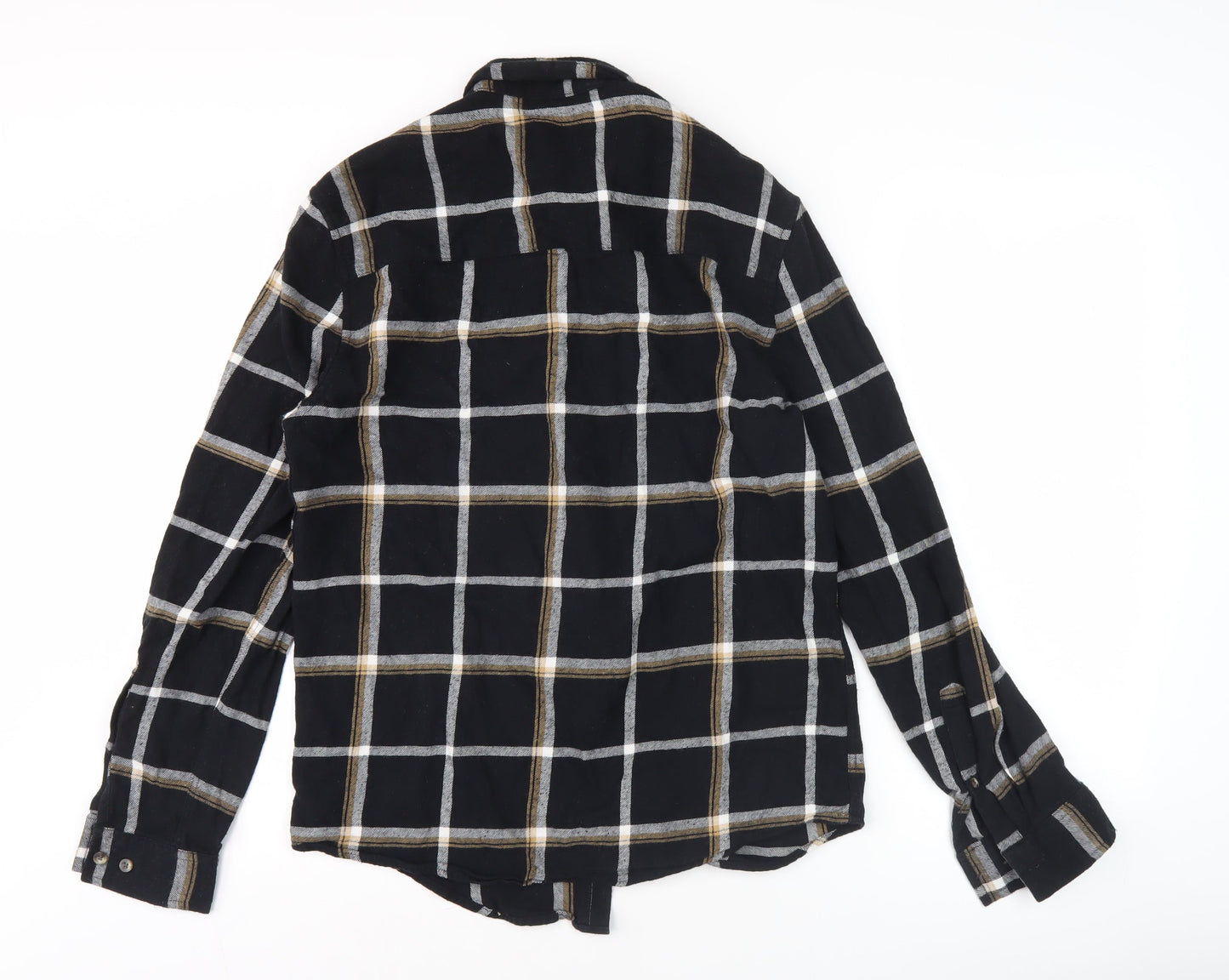 ASOS DESIGN Men’s Black Check Cotton Long Sleeve Button-Up Shirt M