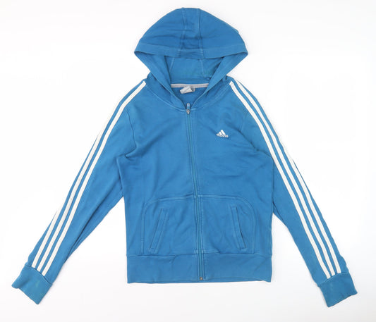 Adidas Women’s Blue Size 12 Hooded Full Zip Track Jacket