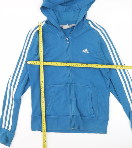 Adidas Women’s Blue Size 12 Hooded Full Zip Track Jacket