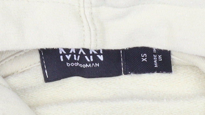 boohooMAN Men's Beige Paris Pullover Hoodie XS Regular Fit Fleece