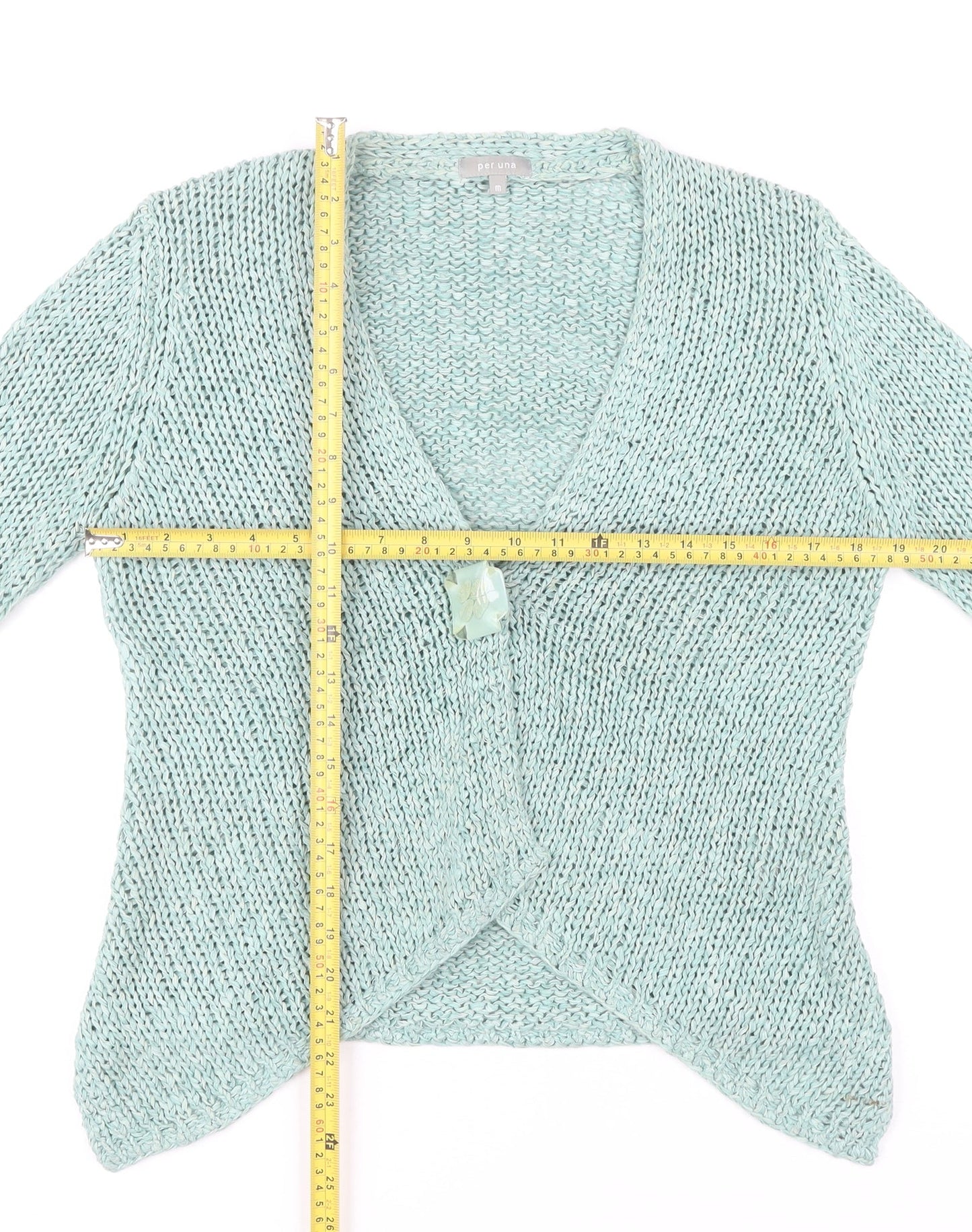 Marks and Spencer Women’s Blue Open-Knit Cardigan Size M V-Neck