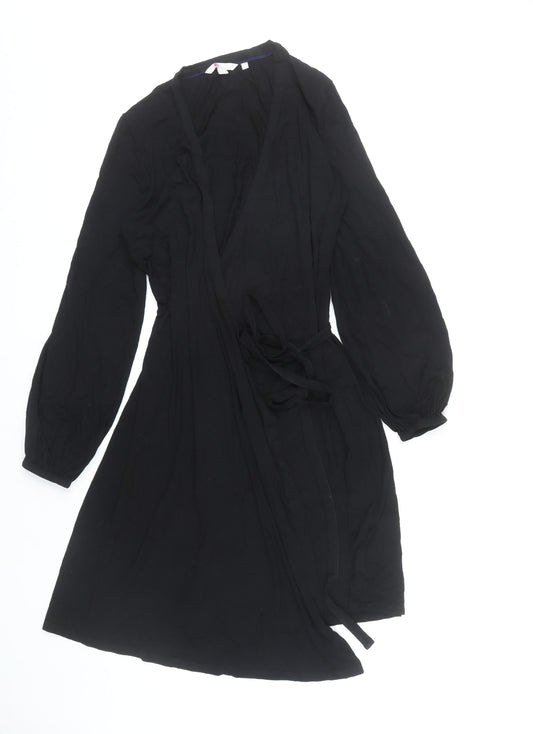 Boden Women’s Black Knee Length Wrap Dress Size 16 Viscose Stretch