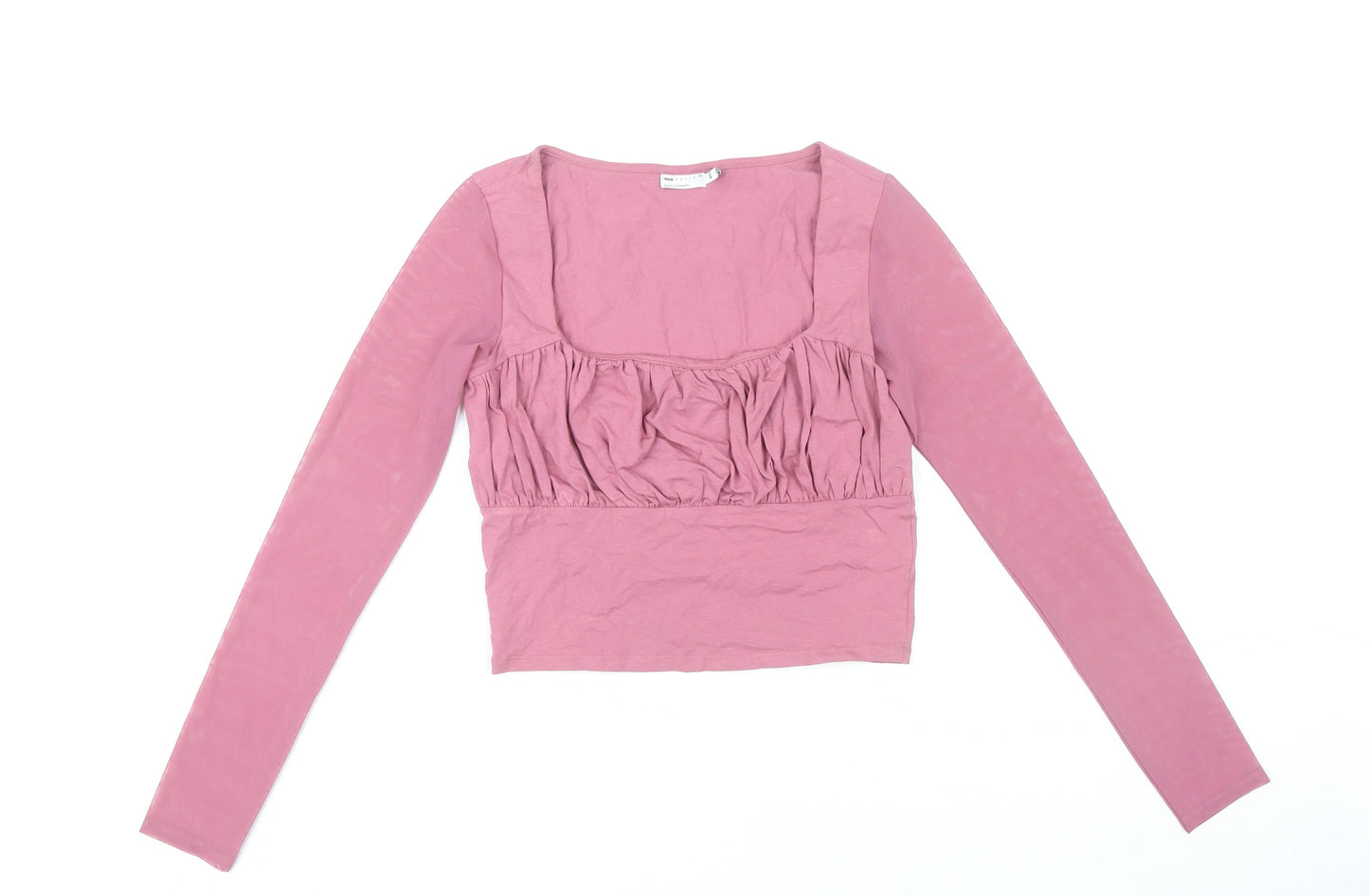 ASOS Women’s Pink Cropped Ruched Long Sleeve Blouse Size 10