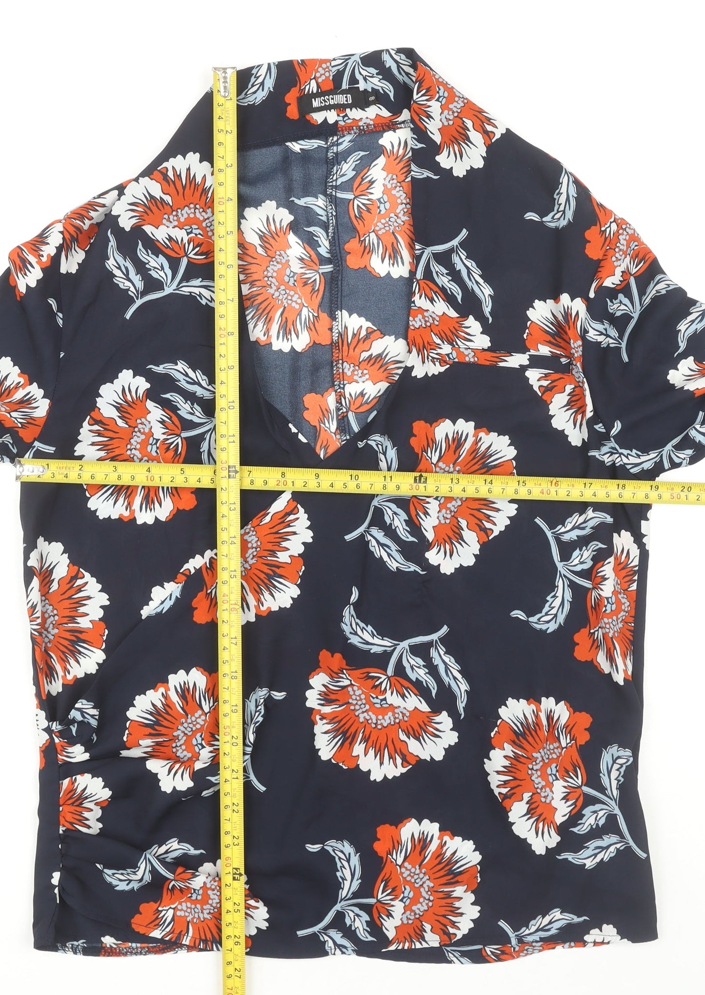 Missguided Women's Multicoloured Floral Wrap Blouse Size 8