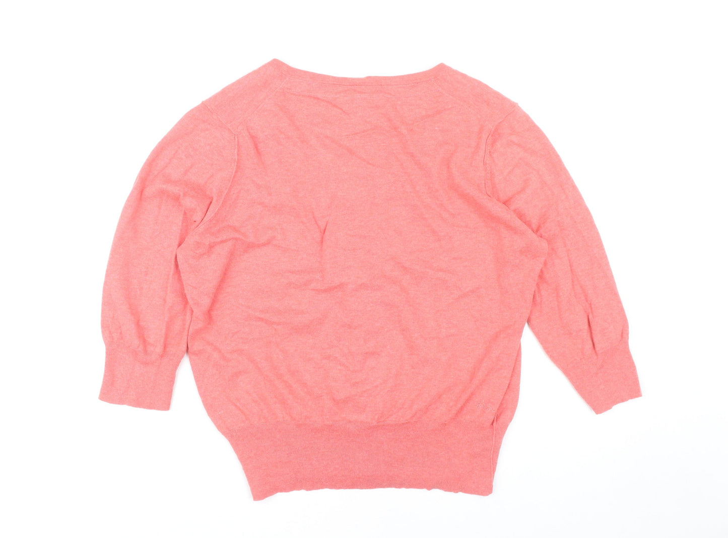 Fat Face Women's Pink Size 16 Cardigan 3/4 Sleeve Cotton Wool