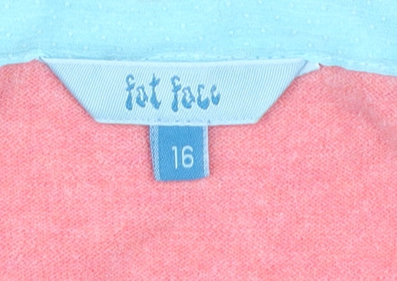 Fat Face Women's Pink Size 16 Cardigan 3/4 Sleeve Cotton Wool