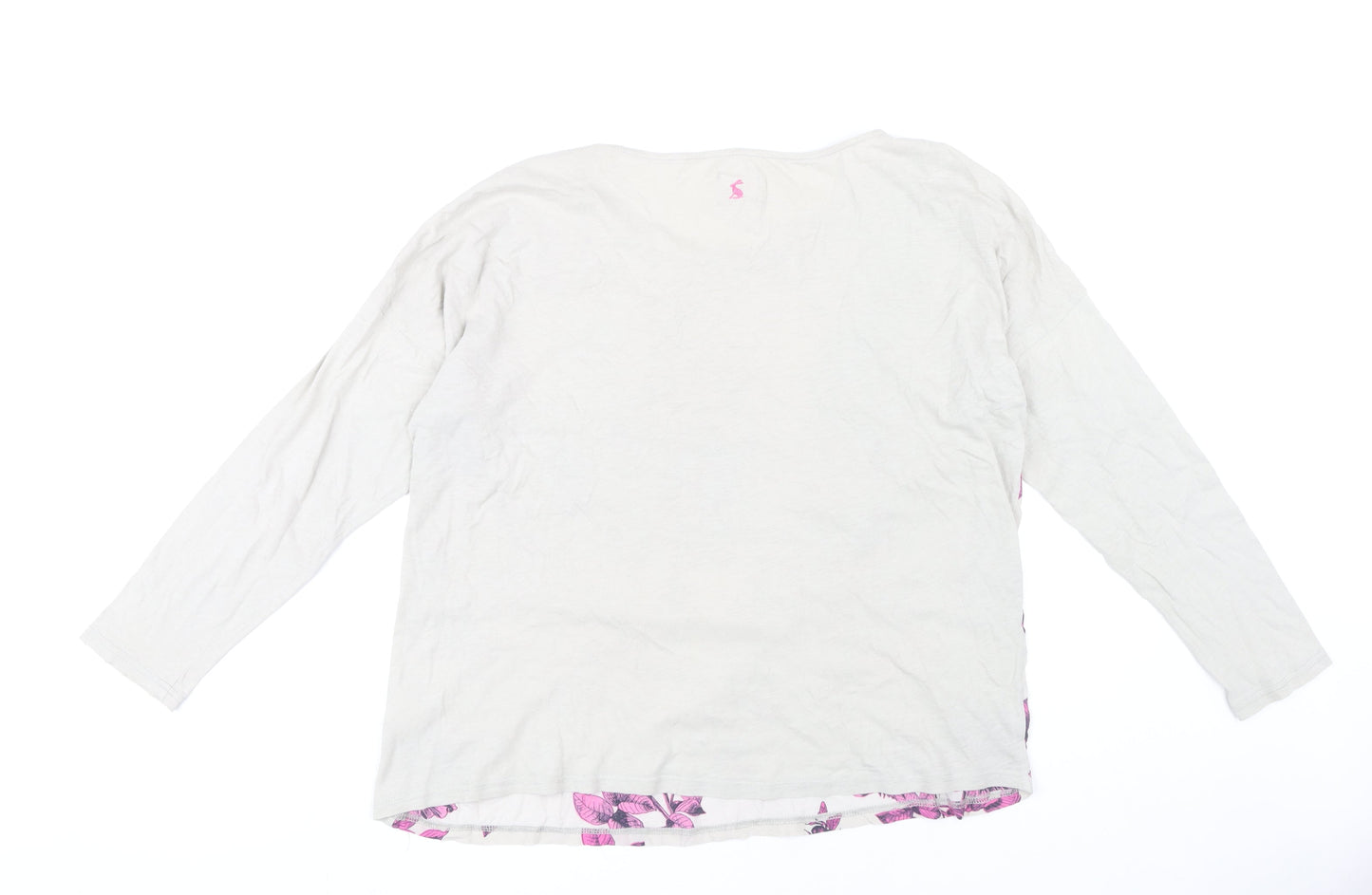 Joules Women's White Floral Long Sleeve Scoop Neck T-Shirt Size 20