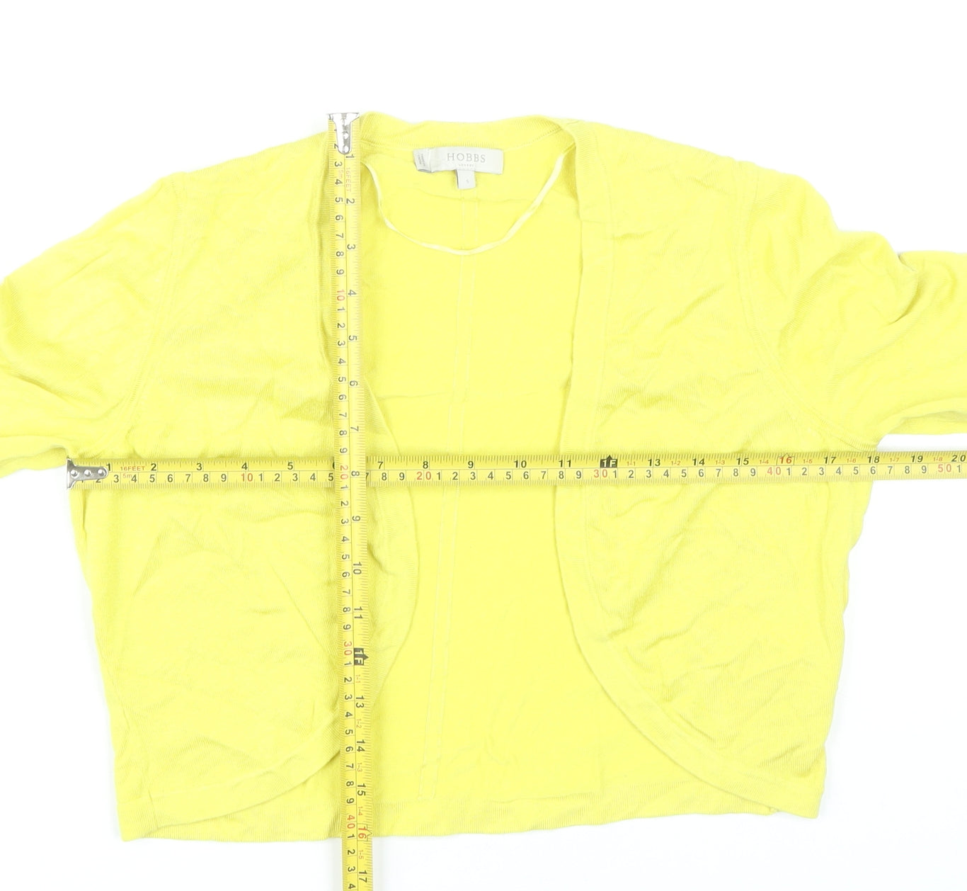 Hobbs Women’s Yellow Cardigan S Knit 3/4 Sleeve Lightweight Spring