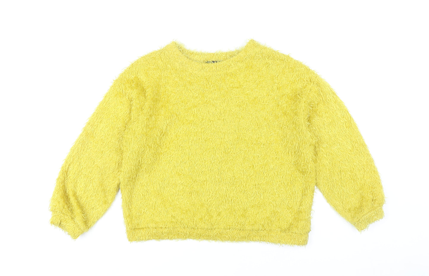 Bershka Women’s Yellow Crew Neck Pullover Jumper Size 8