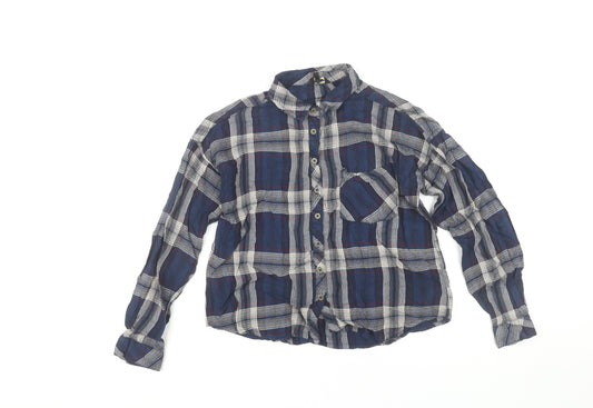 The Roadster Life Co. Boys Blue Plaid Long Sleeve Button-Up Shirt S
