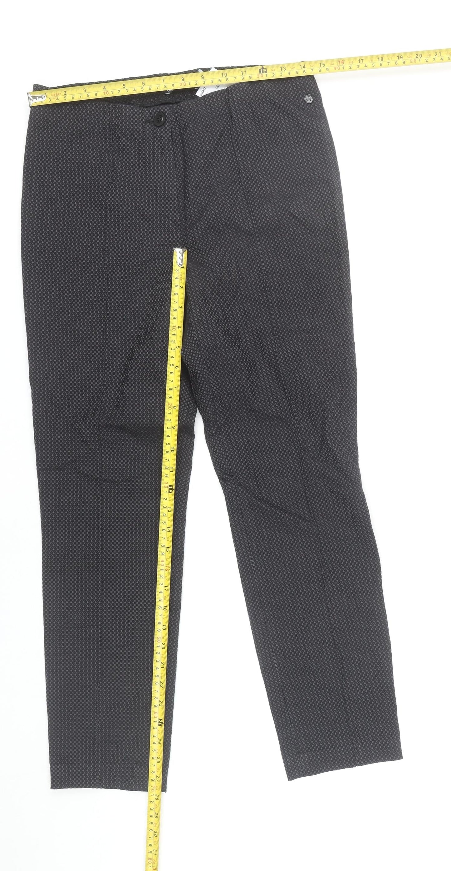 Atelier Gardeur Women's Black Geometric Slim Trousers Size 8