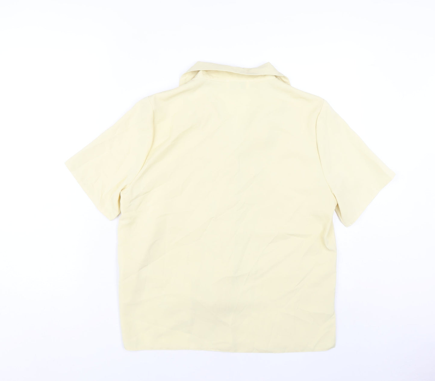 Anamor Women Beige Short Sleeve Collared Button-Up Shirt Size 14
