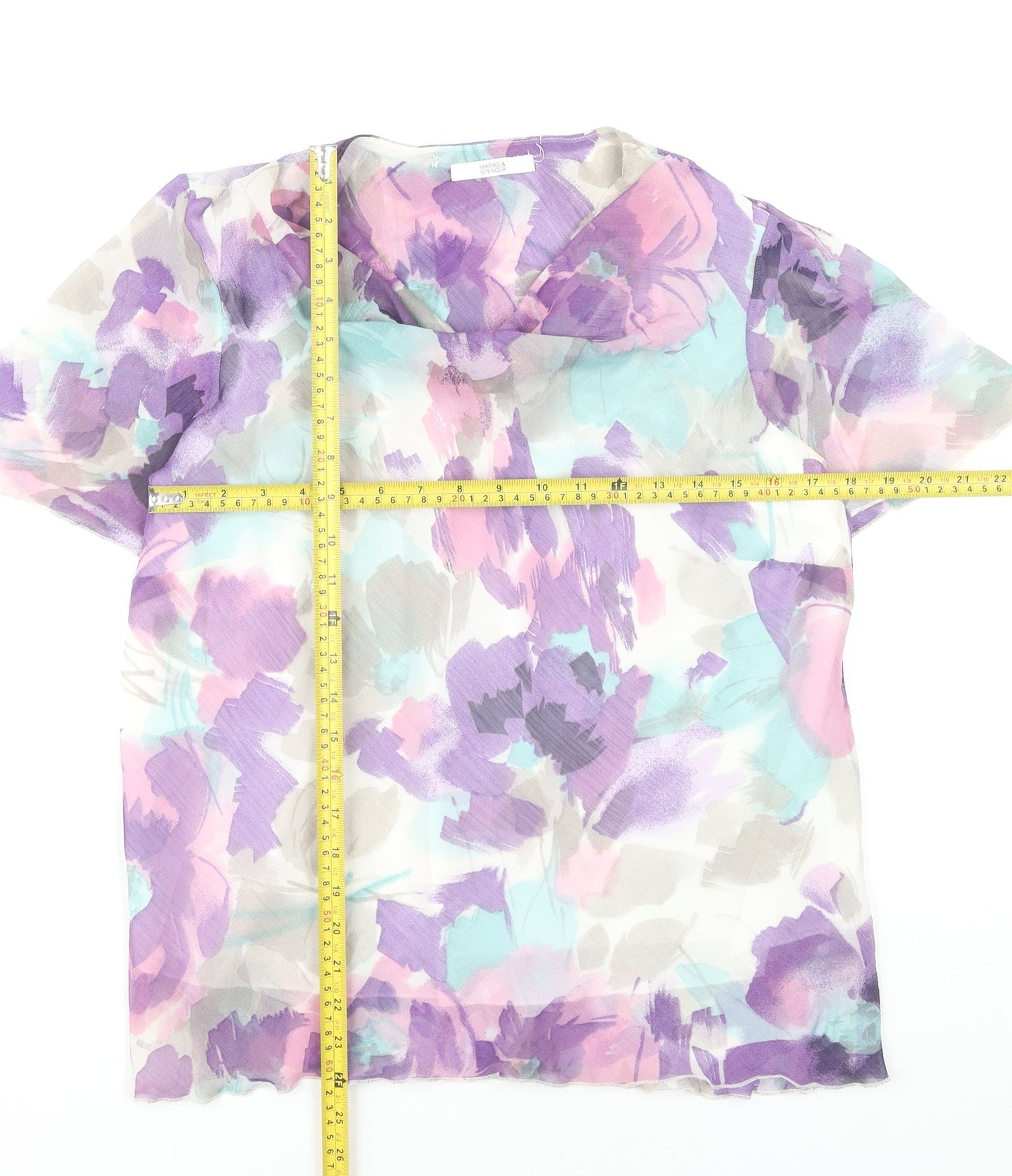Marks and Spencer Women’s Multicoloured Floral Chiffon Blouse UK 16