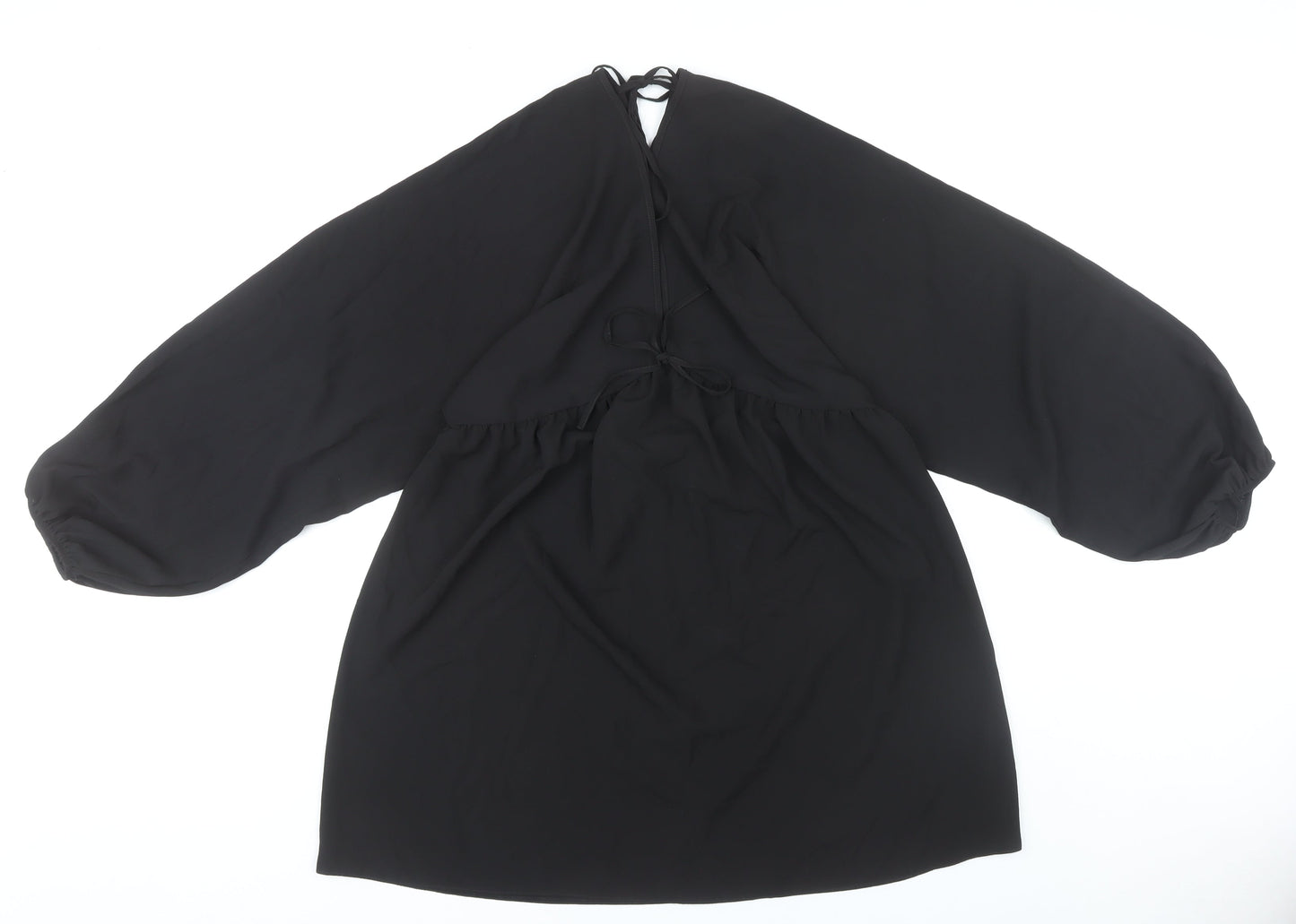 ASOS DESIGN Women’s Black Puff Sleeve Tie Back Dress Size 14