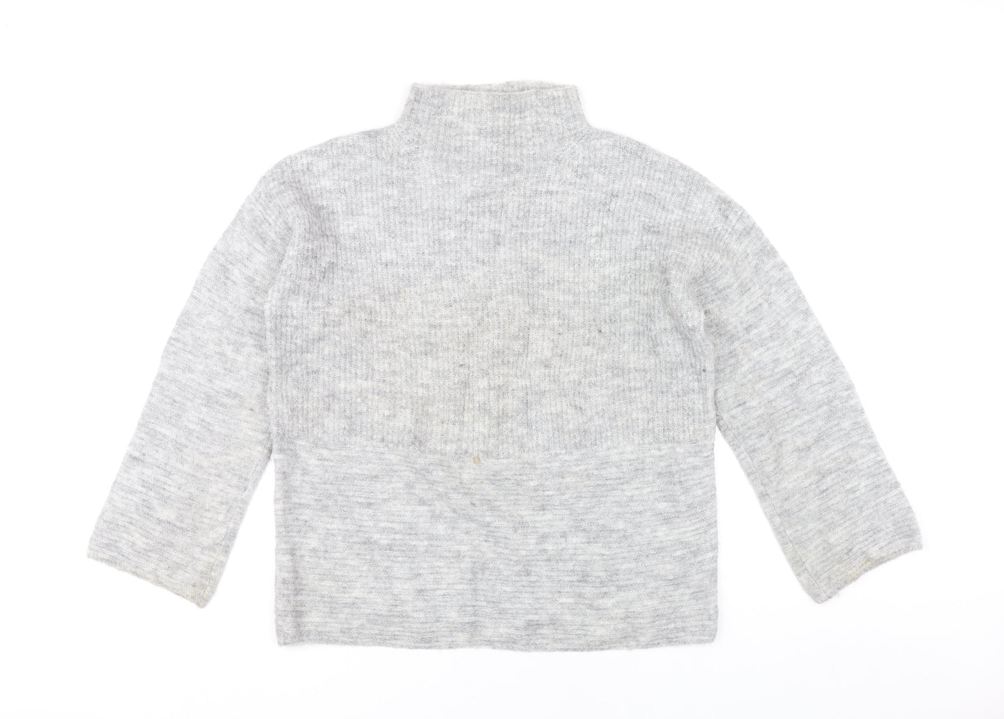 Next Women’s Grey Mock Neck Pullover Jumper Size 8 Knit Wool Blend